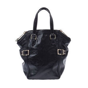 SAINT LAURENT Downtown Black Enamel Handbag